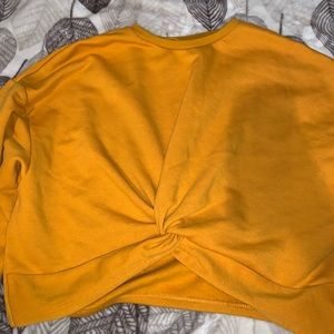 Cute yellow tie front cropped sweatshirt